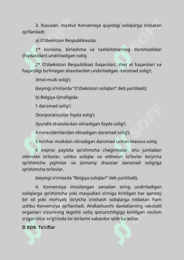 Xalqaro soliqqa tortishda O’zbekiston Respublikasi va Belgiya davlati o’rtasida ikkiyoqlama shartnomaning o’rni 7