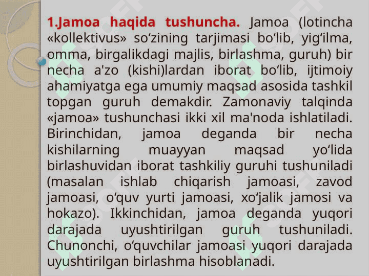 :      JAMOANI SHAKLLANTIRISHNING                                ISTIQBOL REJALARI 6
