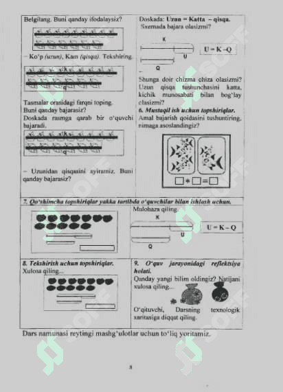 IXTISOSLASHTIRILGAN BOSHLANGICH SINFLAR UCHUN MATEMATIKADAN DIDAKTIK TOPSHIRIQLAR 8