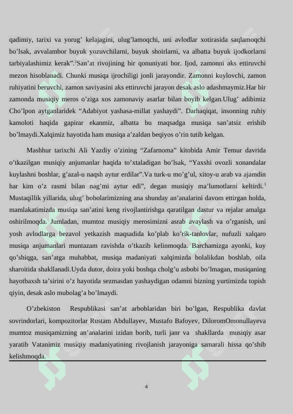 XX asrning oxiri XXI asrda yashab ijod qilayotgan o’zbek kompozitorlarining ijodiy  qiyofasi. 4