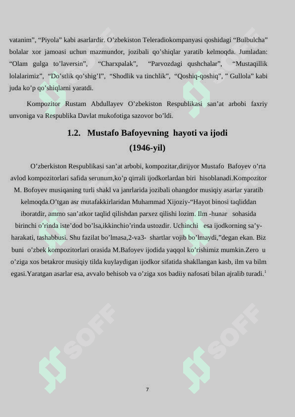 XX asrning oxiri XXI asrda yashab ijod qilayotgan o’zbek kompozitorlarining ijodiy  qiyofasi. 7
