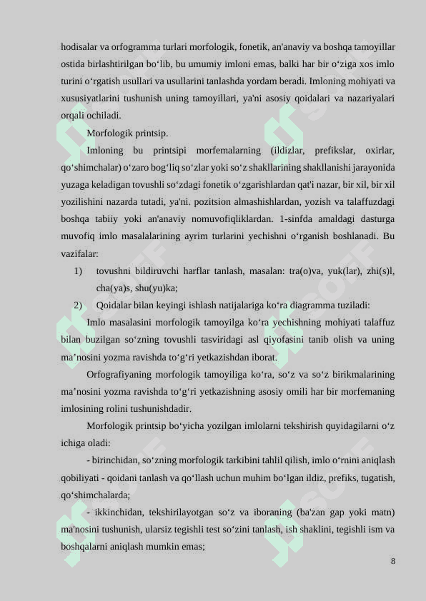 Imlo xatolarni toʻgʻirlash va ularning oldini olish mavzusida kurs ushi 8