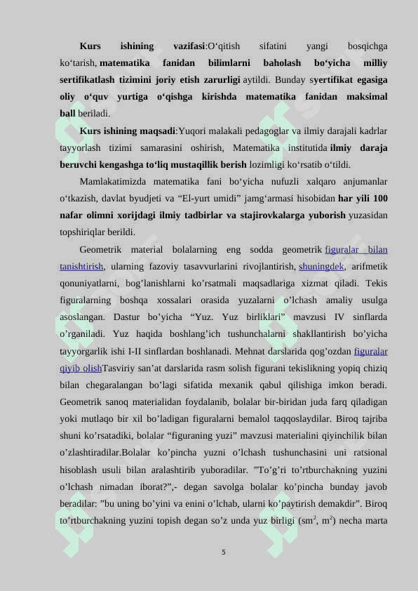 BOSHLANG’ICH SINF O’QUVCHILARIDA YUZA XAQIDAGI TASAVVURLARNI SHAKLLANTIRISH,YUZALARNI O’LCHASH MALAKASINI HOSIL QILISH USULLARI 4