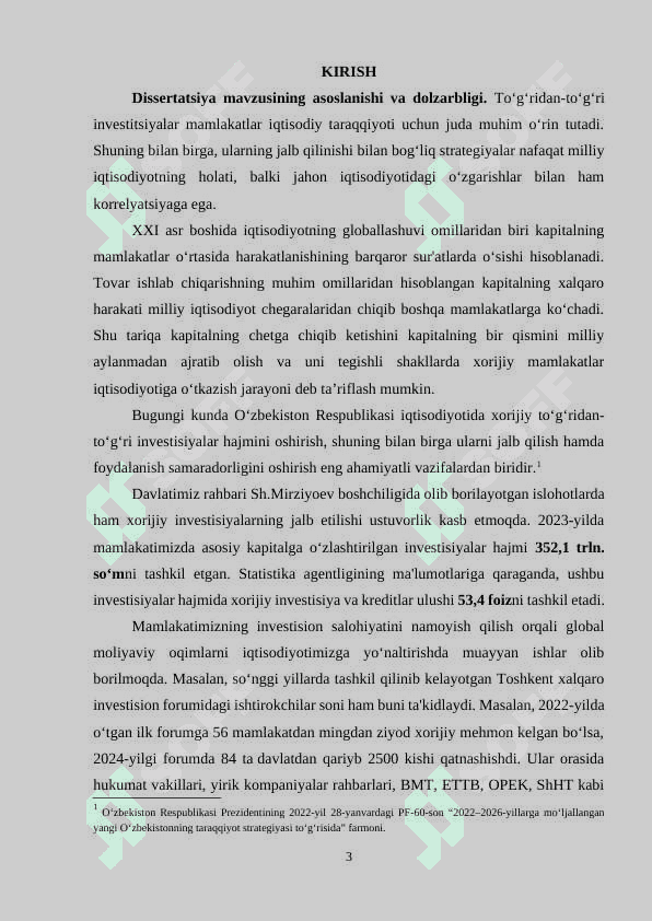 XORIJIY INVESTITSIYALARNI JALB ETISHNING RIVOJLANTIRISH AHAMIYATI. 3