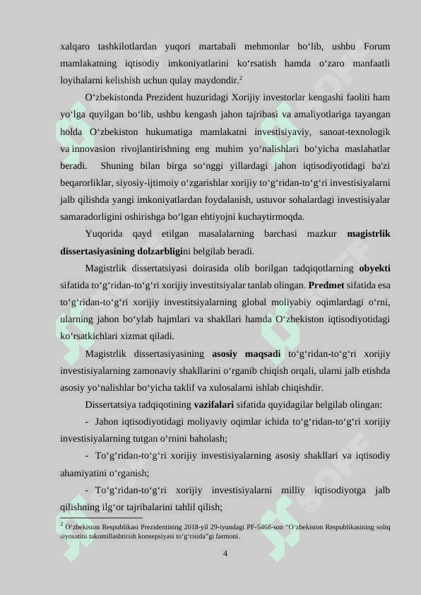 XORIJIY INVESTITSIYALARNI JALB ETISHNING RIVOJLANTIRISH AHAMIYATI. 4