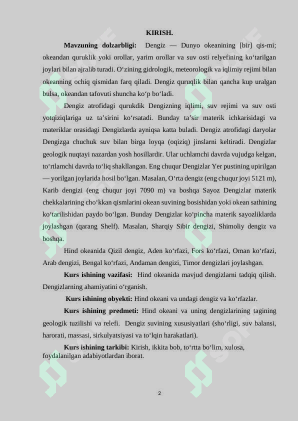 Hind okeani dengizlariga tabiiy geografik tavsif 2
