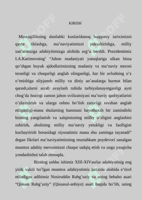 Qissasi Rabg’uziy (Qissasul-anbiyo) o’zbek badiiy nasrining ilk namunasi sifatida 3
