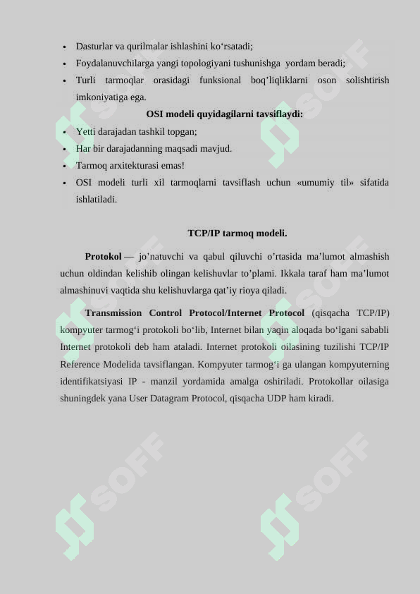 OSI va TCP/IP tarmoq modellari, OSI va TCP/IP modellarining o‘xshash jihatlari. 4