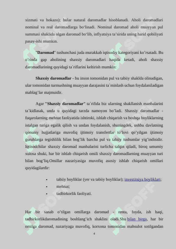 Aholi daromadlari uning turlari va shakllanish manbalari 4