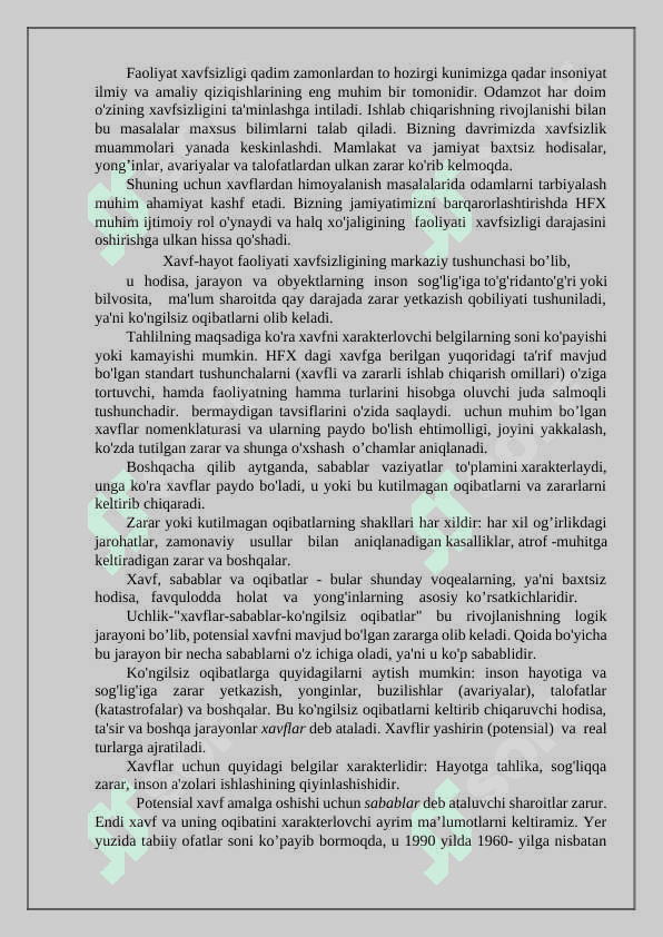 Hayot faoliyati xavfsizligi asoslari 3