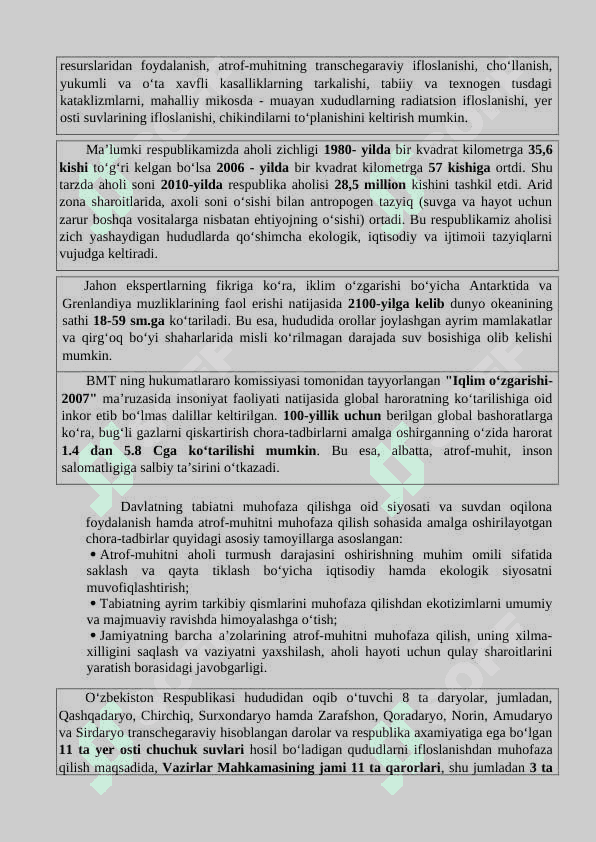 DАVLАTNING TАBIIУ RЕSURSLАRDАN  FОУDАLАNISH VА ЕKОLОGIУА SIУОSАTI. 8