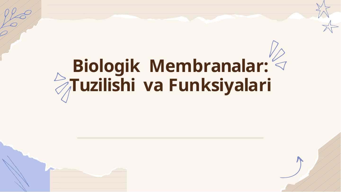 Biologik membranalarning tuzilishi va funksiyasi