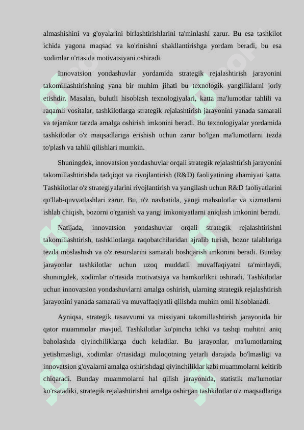 STRATEGIK TASAVVURNI VA MISSIYANI  TAKOMILLASHTIRISH 1