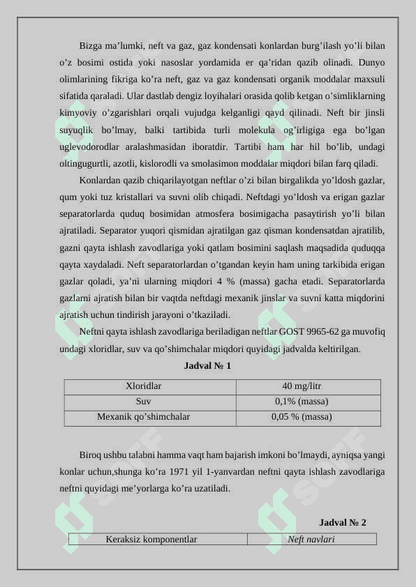 Neft va gazni yig‘ish va uzatish uchun jihozlar. 2