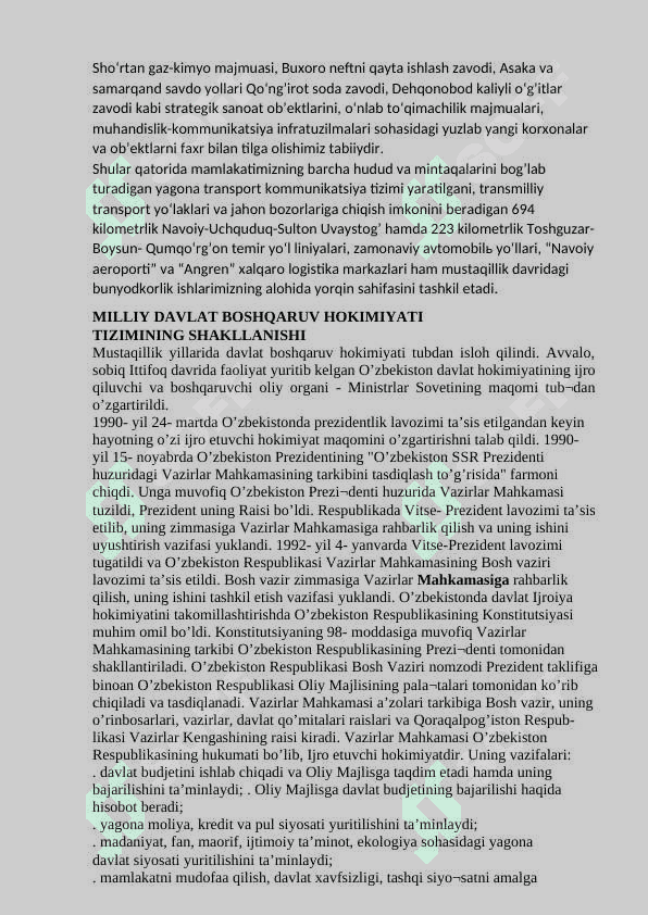 MUSTAQILLIK YILLARIDA DAVLAT BOSHQARUVI TIZIMI AMALGA OSHIRILGAN ISLOHOTLAR. 7