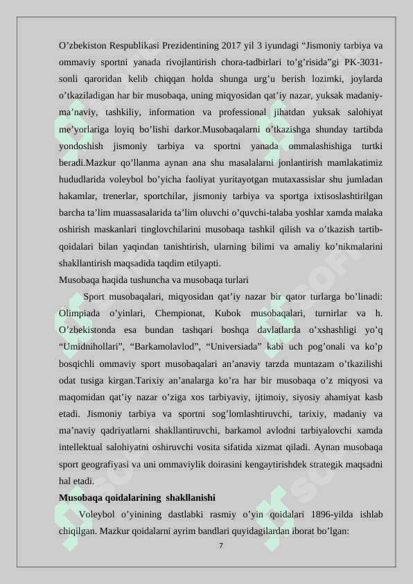 Voleybol o’yinida musobaqa nizomi 6