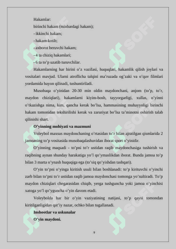 Voleybol o’yinida musobaqa nizomi 8