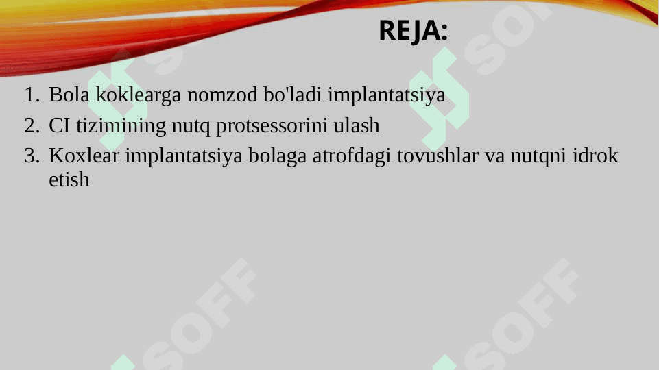 Maktabgacha yoshdagi bolada koxlear implantlar. 2