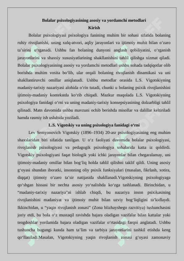 L.S.Vigotskiyning madaniy tarixiy konsepsiyasi 2