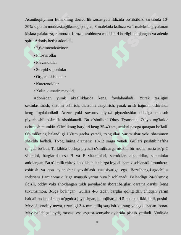 O’rta osiyodagi noyob va Qizil kitobga kiritilgan o’simliklar 8