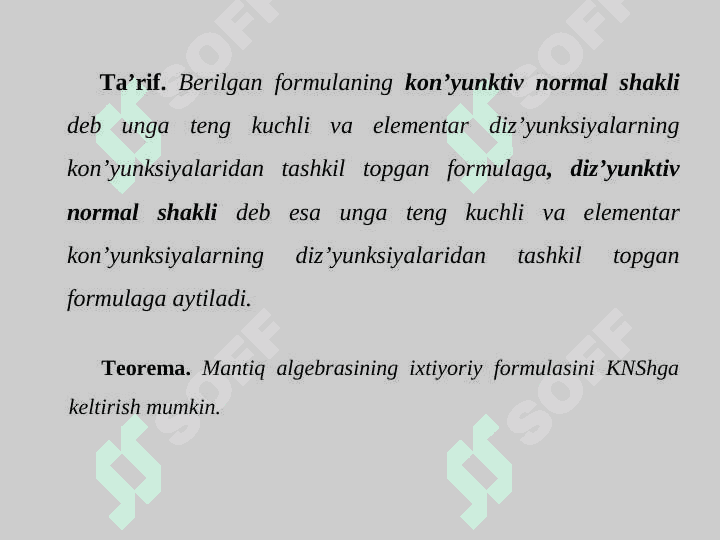 Normal shakllar. Mukammal normal shakllar. Rostlik jadvallari bo‘yicha mantiq funksiyalarining ko‘rinishini tiklash 2