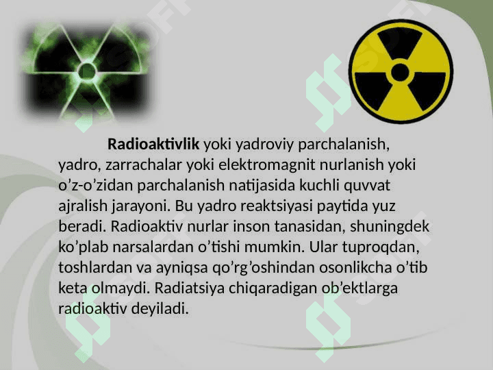 RADIOAKTIV MODDALAR BILAN ISHLAGANDA RADIATSION XAVFSIZLIK ASOSLARI 2