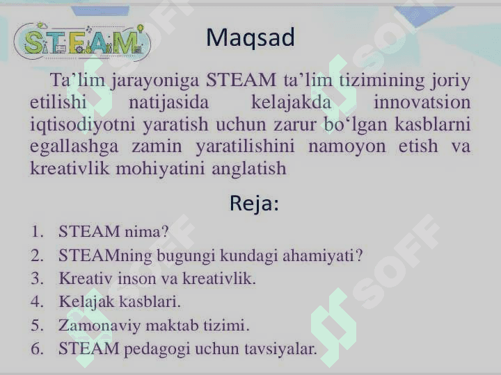 STEAM taʼlim texnologiyasini qoʻllashda oʻqituvchilarni kreativligi darslarda ulardan foydalanish 2
