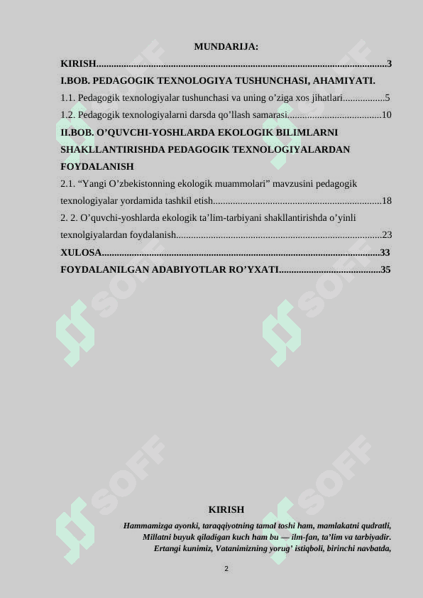 Yangi O’zbekistonning ekologik muammolari” mavzusini o’rganishda pedagogik texnologiyalardan foydalanish 2
