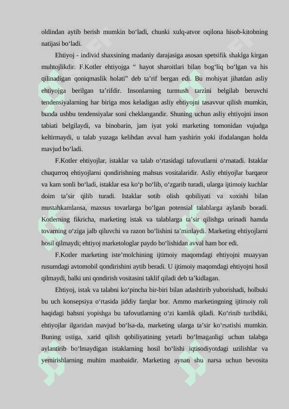 Strategik marketing mavzusiga tayyorlangan kurs ishi 5