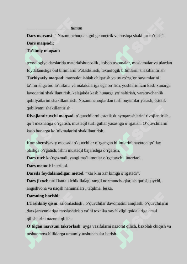 TEXNOLOGIYA FANI ochiq dars 6-sinf 2