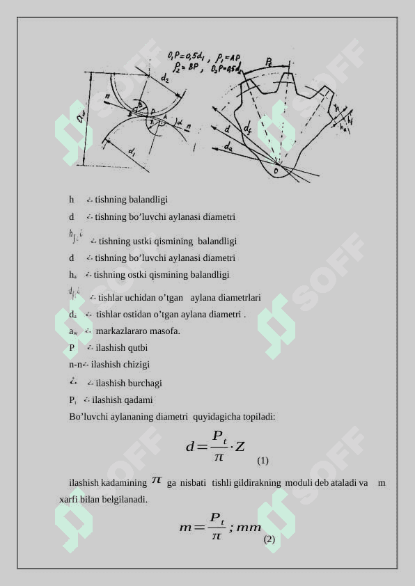 Tishli uzatmani tishlashish nazariyasi 3