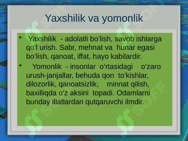 Xalq pedagogikasida diniy ta’limotlar. Diniy fanatizm, fundamentalizm va terrorizm xavf-xatari –diniy savodsizlik oqibati. Hadislarning mazmun mohiyati va tarbiyaviy ahamiyati. 5