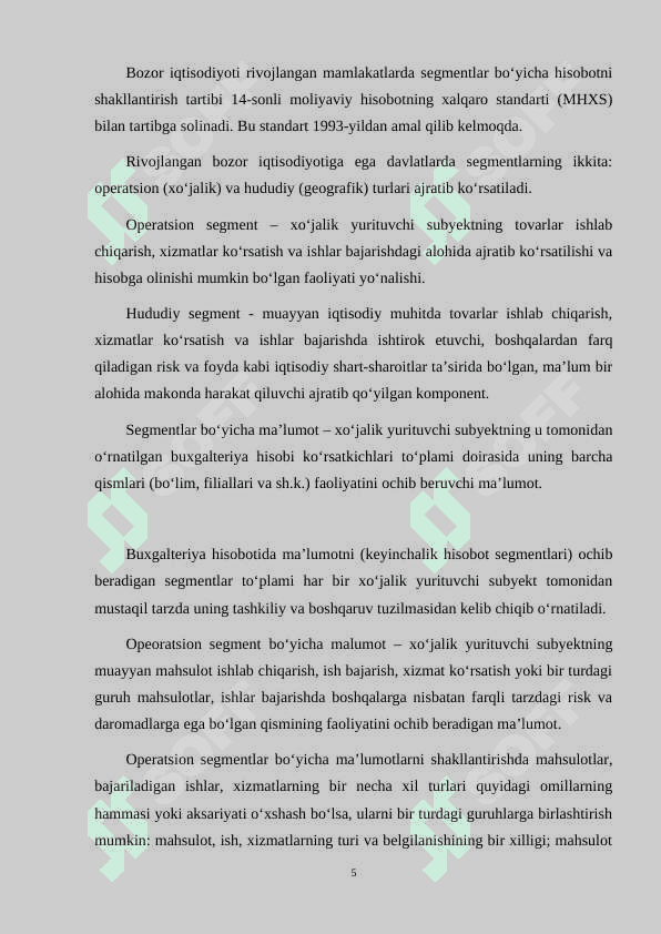 TASHQI FOYDALANUVCHILAR UCHUN SEGMENTLAR BO'YICHA HISOBOTNI TUZISH TARTIBLARI 5