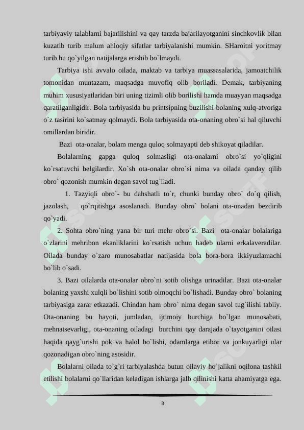 Ijtimoiy pedagogning oilalar bilan olib boradigan ishlari shakl, metod va vositalari 8