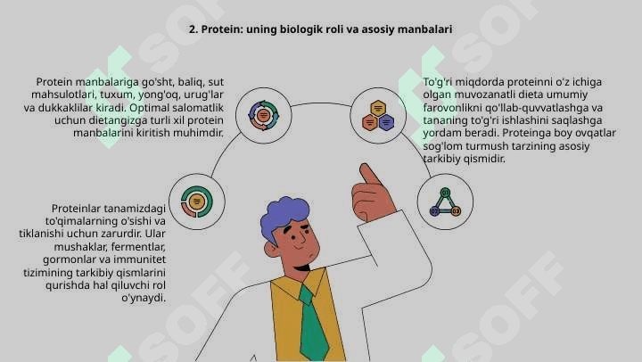 Asosiy oziqaviy moddalar – oqsillar, yog‘lar, karbonsuvlar, mineral moddalar va vitaminlarning biologik roli va asosiy manbalari 4