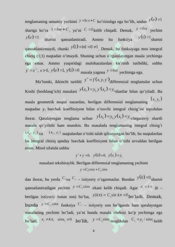 Chegarada buziladigan 2-tartibli tenglamalar uchun chegaraviy masalalar 6
