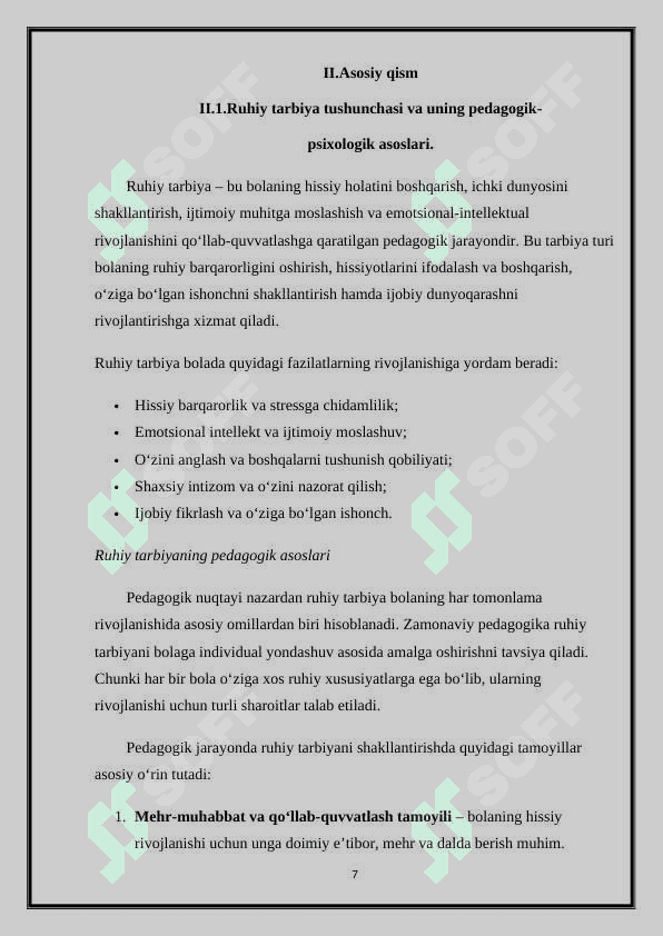 Maktabgacha ta'lim tashkilotlarida ta'lim-tarbiya jarayonini tashkil etishda ruxiy tarbiyaning o'rni 7