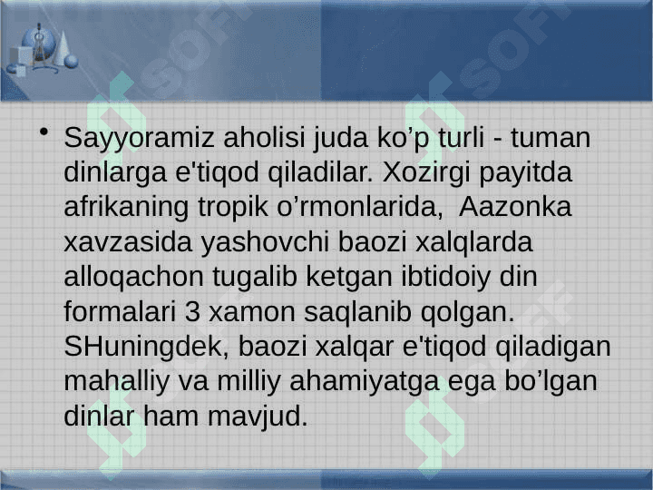Dunyo dinlari geografiyasi 3