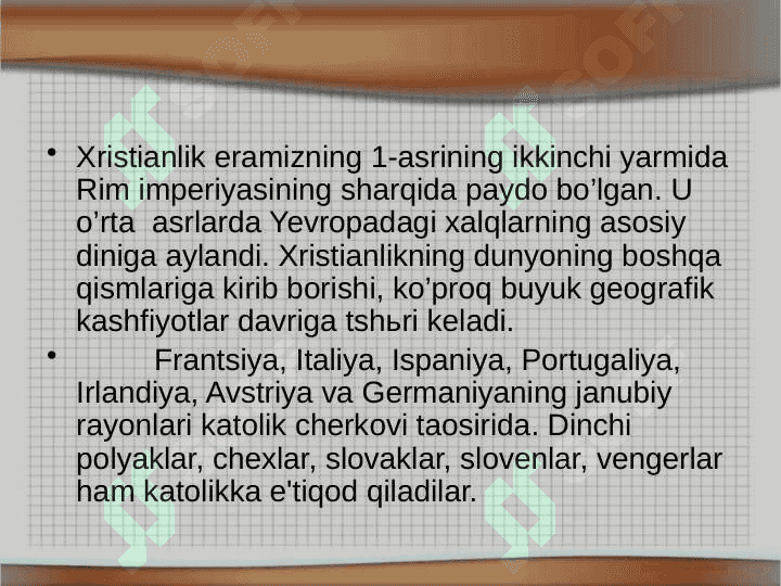 Dunyo dinlari geografiyasi 7