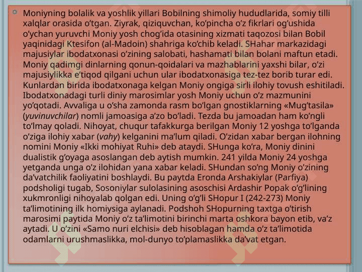 Mazdak va Moniy ta’limoti 4
