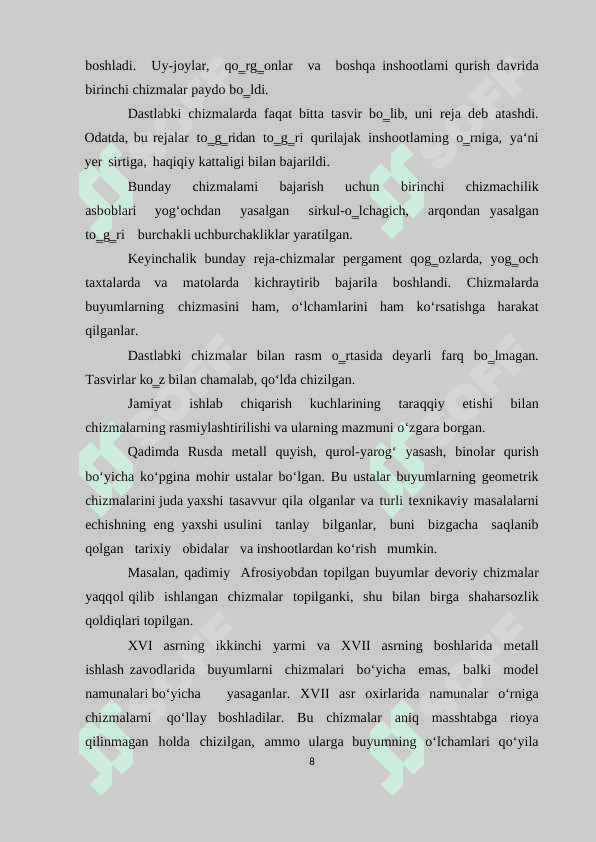 Umumiy о’rtа tа’lim mаktаblаri chizmаchilik dаrslаridа о’quvchilаrni geоmetrik yаsаshlаrni bаjаrishgа о’rgаtish metоdikаsi 8
