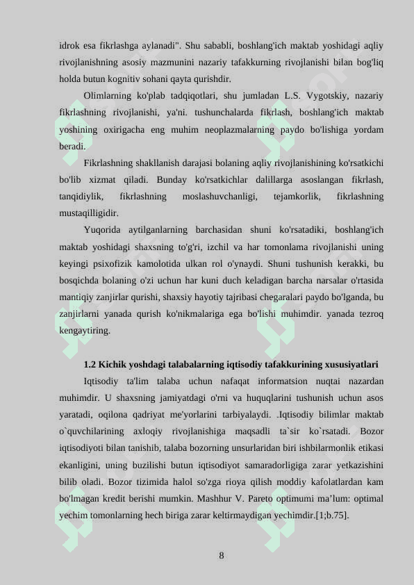 Boshlang'ich sinf o'quvchilariga matematika darslarida iqtisodiy bilim berish 8