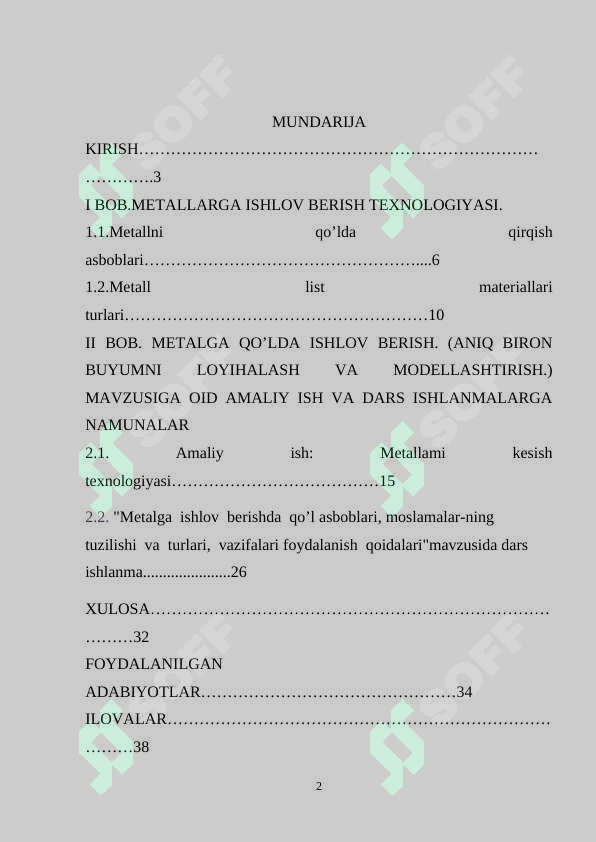 METALGA QO’LDA ISHLOV BERISH. (ANIQ BIRON BUYUMNI LOYIHALASH VA MODELLASHTIRISH.) 2