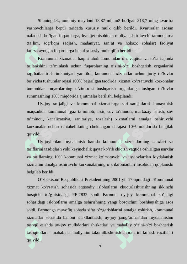 Uy-joy kommunal xo'jaligini rivojlantirish 7