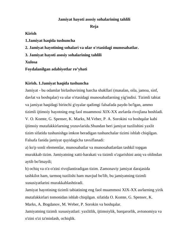 Jamiyat hayoti asosiy sohalarining tahlili 2