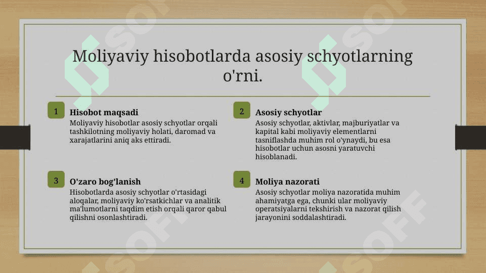 Asosiy schyotlar toʻgʻrisida tushuncha va ularning xususiyatlari 6