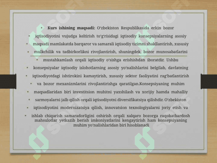 O‘zbekiston respublikasida erkin bozor iqtisodiyotini vujudga keltirish to’grisidagi iqtisodiy konsepsiyalar 3