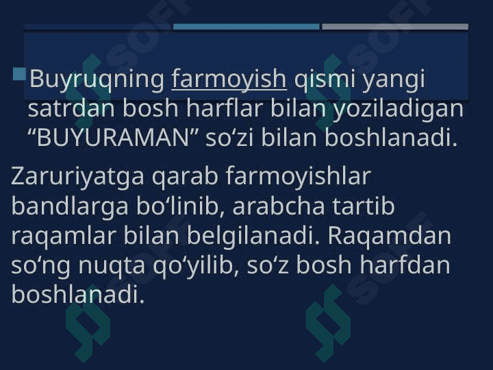 Farmoyish hujjatlarining boshqaruvdagi ahamiyati va strukturasi 3