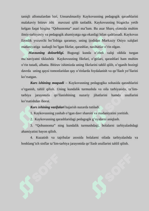 KAYKOVUSNING QOBUSNOMA ASARINING TARBIYAVIY TADBIRLARNING TASHKIL ETISH METODIKASI 3