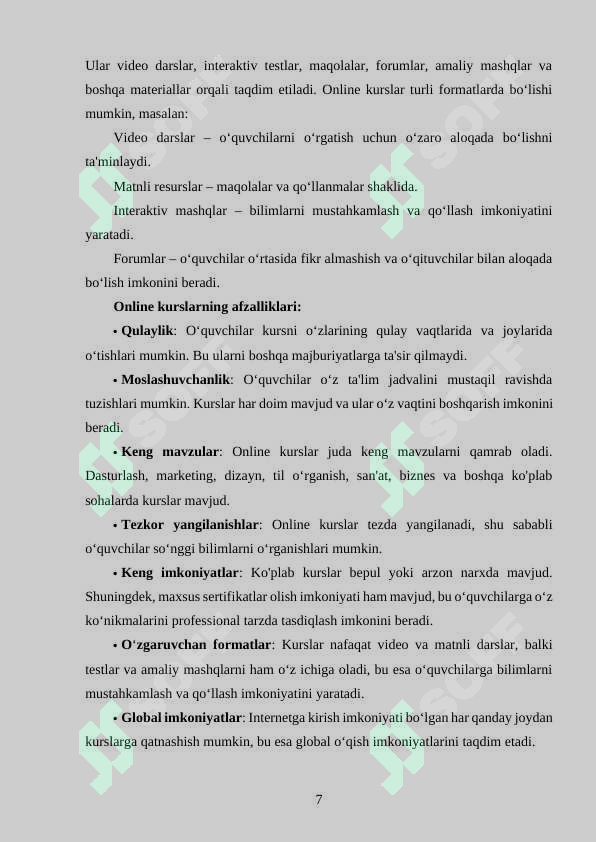ONLINE KURSLAR VA ULARGA DIDAKTIK MATERIALLAR TAYYORLASH 8